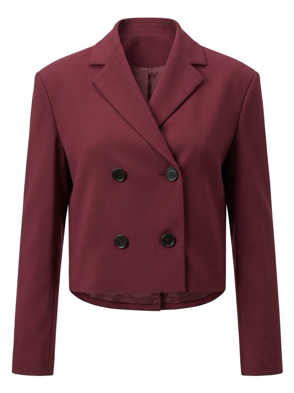 THEORY Cropped Double-Breasted Women's Blazer Jacket - Burgundy Size 6